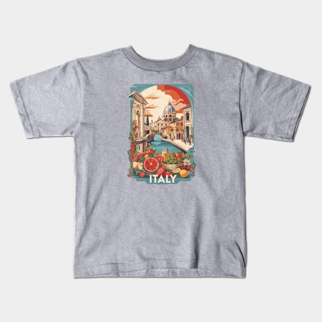 Vintage Travel Italy Design Kids T-Shirt by huefinder